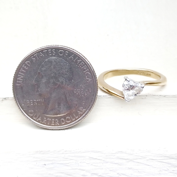 14K GE ESPO (Joseph Esposito) Heart Shape CZ Stone Gold Ring - Picture 7 of 8